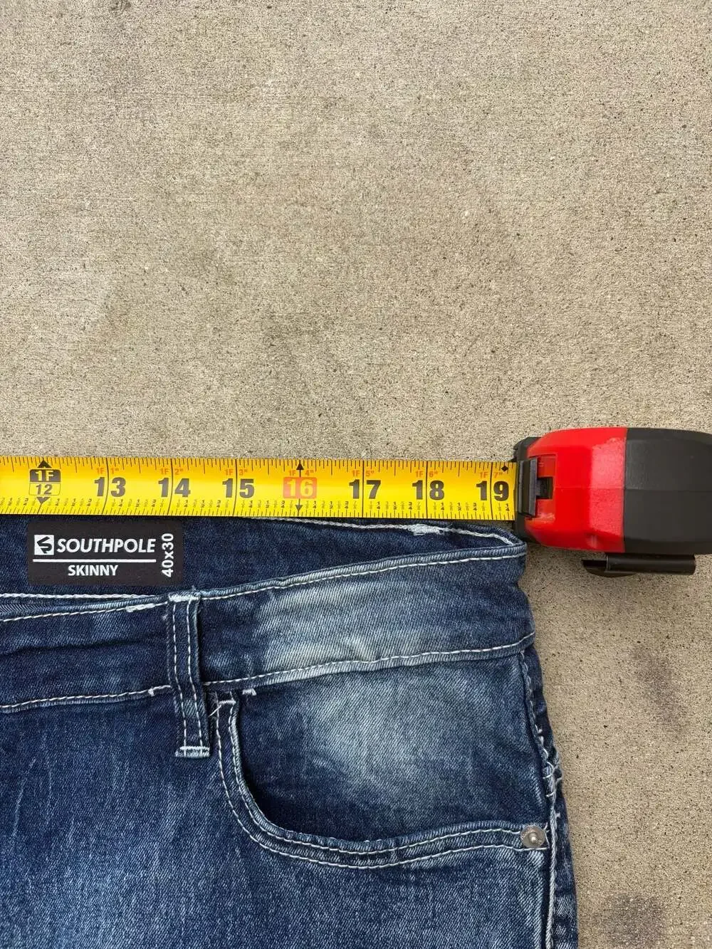 Southpole Men's Skinny Fit Distressed Jeans Blue Wash Size 40x30